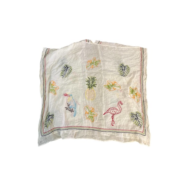 Women OS Soft Surroundings White Gauzy 1BB81 Embroidered Kimono Shrug Duster Top - Picture 2 of 4